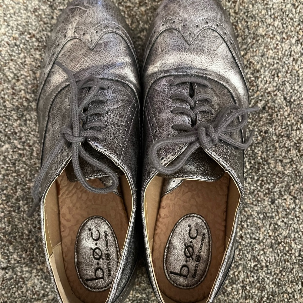 B.O.C Metallic Gray Oxfords Shoes